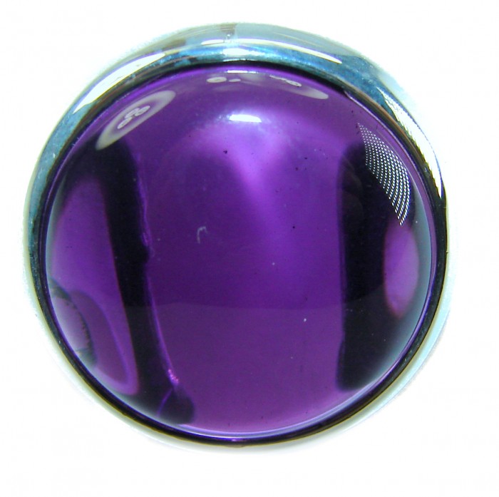 Purple Moon 22.2 carat Amethyst 14K Gold over .925 Sterling Silver Handcrafted Large Ring size 7 adjustable - Stone close-up of Purple Moon Amethyst in 14K gold over sterling silver.