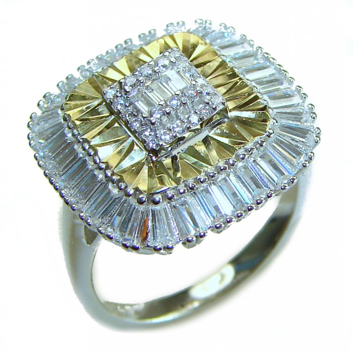 Art Deco 15.2 carat White Topaz .925 Silver handcrafted Cocktail Ring s. 8 1/4 - Art Deco ring with white topaz, top view, 15.2 carat, .925 silver setting