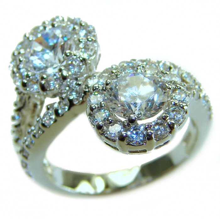 Aphrodite - 3.6 carat White Topaz .925 Sterling Silver handcrafted ring size 7 1/4 - Close-up of Aphrodite white topaz ring in sterling silver.