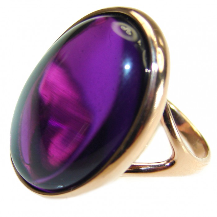 Spectacular Amethyst 14K Gold over .925 Sterling Silver Handcrafted Large Ring size 7 - photo 2