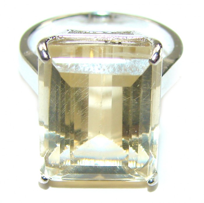 15.8 carat Genuine Lemon Quartz .925 Sterling Silver handcrafted ring size 6 - photo 3