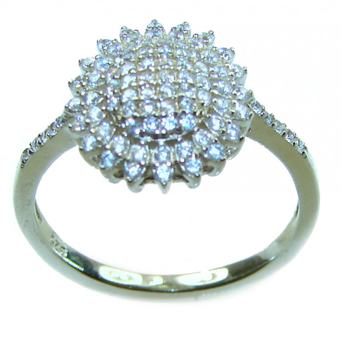 Luxurious 5.8 carat White Topaz .925 Sterling Silver brilliantly handcrafted ring s. 7 1/4 - Top view of 5.8 carat white topaz sterling silver ring.