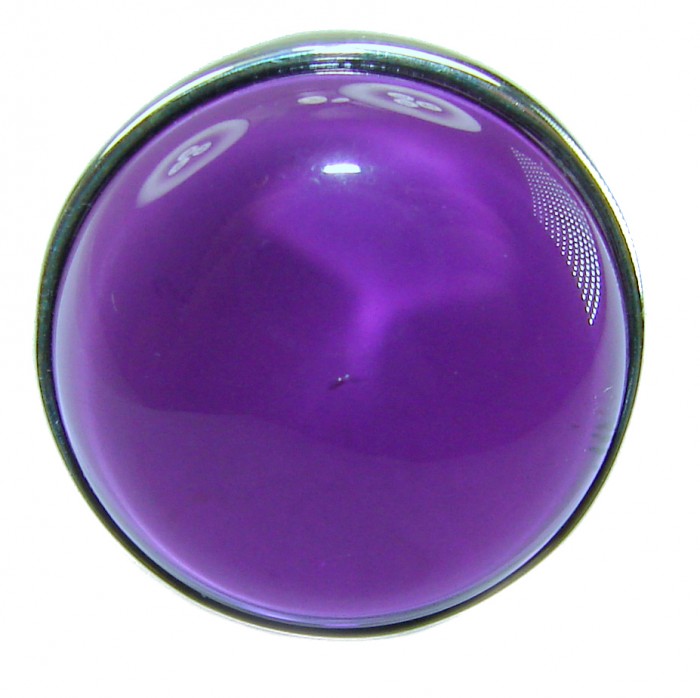 Purple Amethyst .925 Sterling Silver Handcrafted Large Ring size 7 adjustable - Stone close-up of purple amethyst .925 sterling silver ring