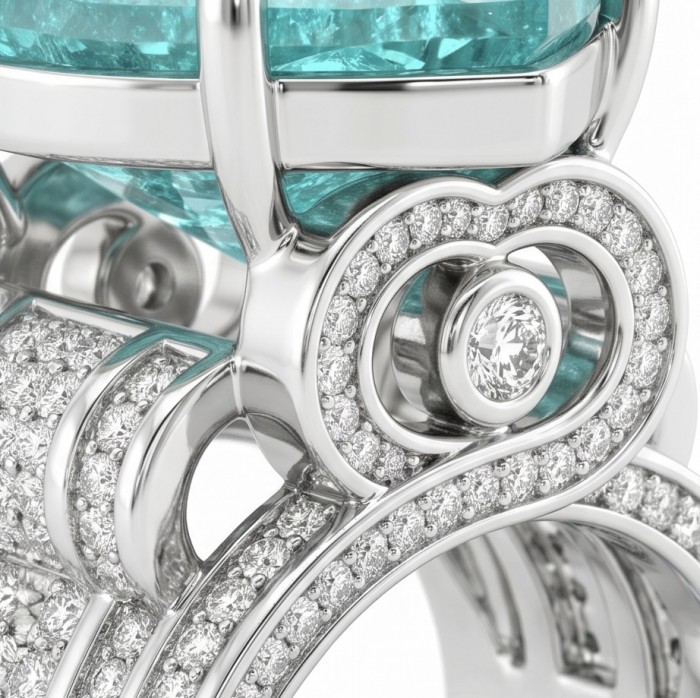 Titanic Memories - Heart 18.8 carat Green Topaz handcrafted Solid Statement Ring size 7 - photo 3