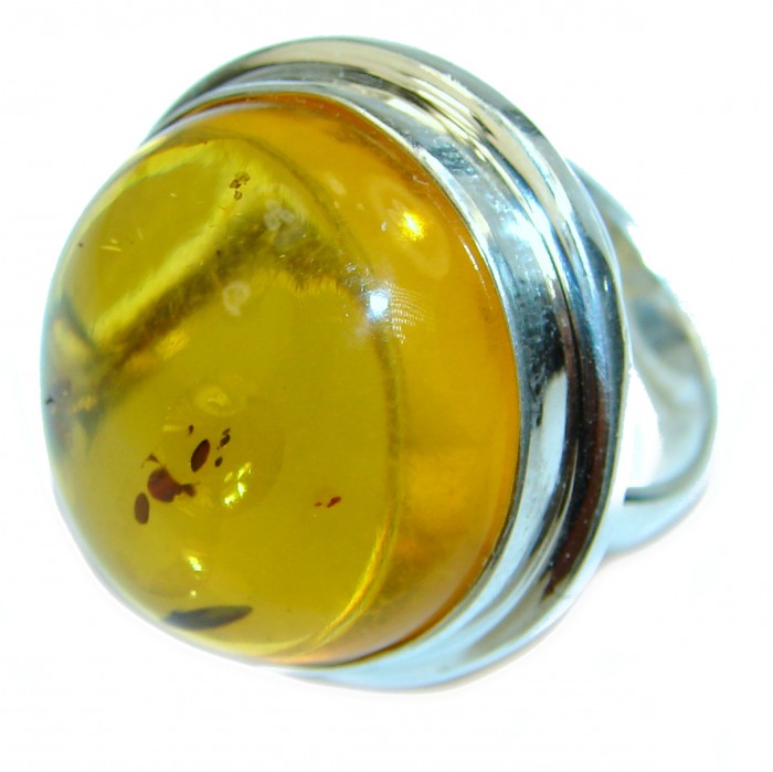 Huge Authentic Baltic Amber .925 Sterling Silver handcrafted ring; s. 8 - photo 2
