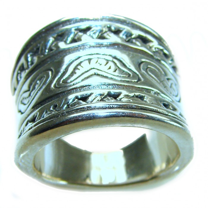 Large Bali made .925 Sterling Silver handcrafted Ring s. 6 - photo 3