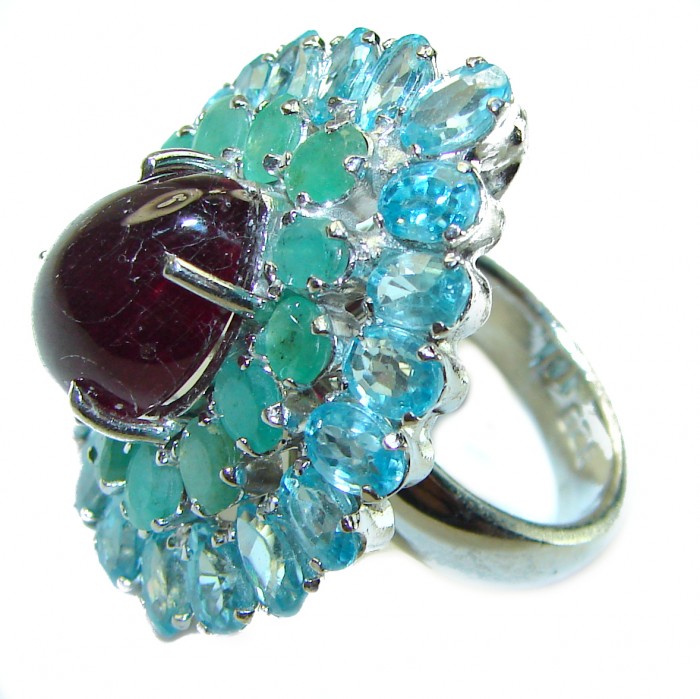 Rose Garden Beauty authentic Ruby 14K Gold over .925 Sterling Silver handcrafted ring size 7 - photo 1