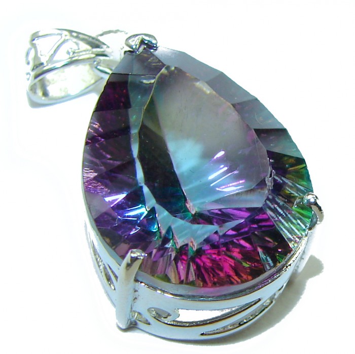 10.5 carat Pear cut Mystic Topaz .925 Sterling Silver handcrafted Pendant - photo 3