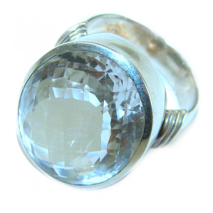 Spectacular 10.5 carat White Topaz .925 Sterling Silver handcrafted ring size 7 - photo 1