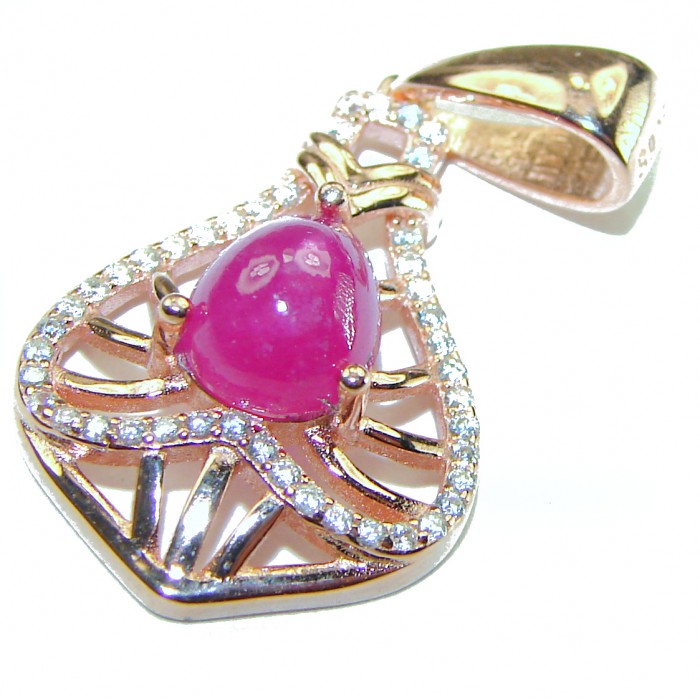 Excellent quality 3.6 Ruby 14K Rose Gold over .925 Sterling Silver handmade Pendant - photo 2