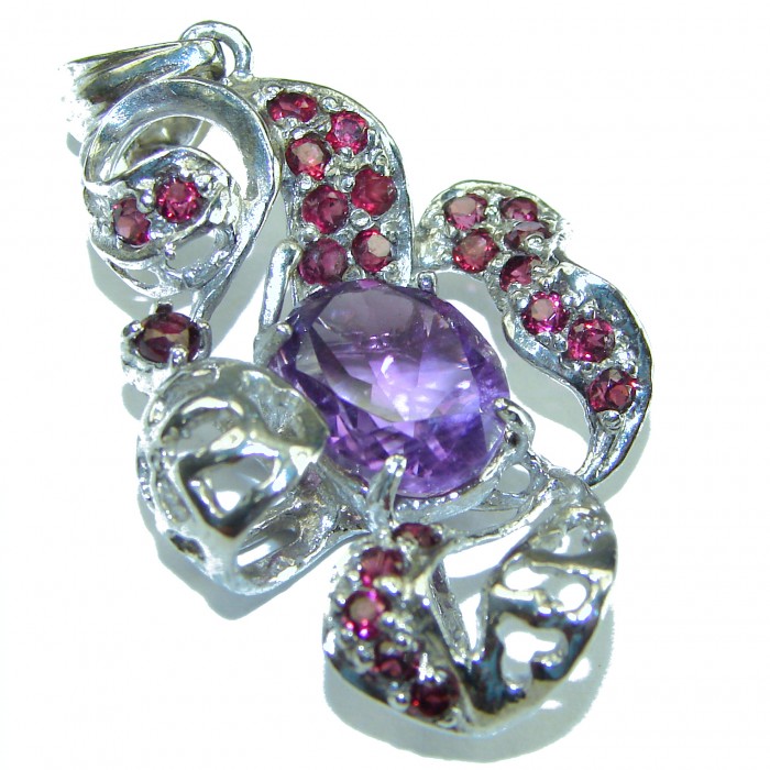 8.6 carat Perfect faceted Amethyst .925 Sterling Silver handcrafted Pendant - photo 1