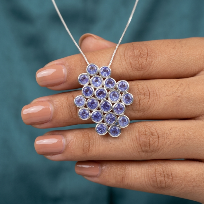 Giovanna - Authentic 10.9 carat Tanzanite .925 Sterling Silver handcrafted Pendant - photo 1