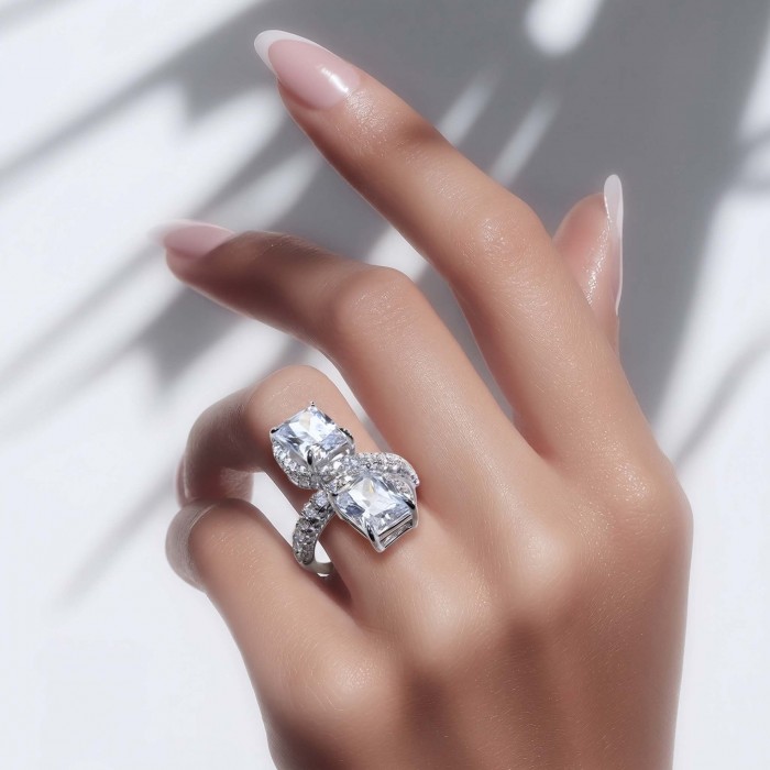 LUXURIUS 8.5 carat White Topaz .925 Sterling Silver ring size 8 - photo 2