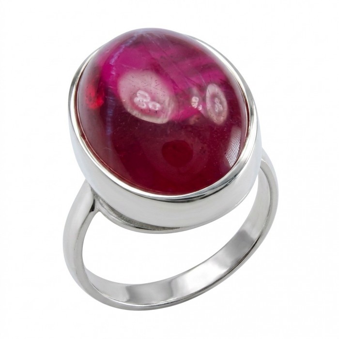 Bella Rosa Genuine 10.5 CARAT Star Ruby rhodium over .925 Sterling Silver Statement Ring size 6 - Side view of Bella Rosa 10.5 carat star ruby ring in rhodium over silver.