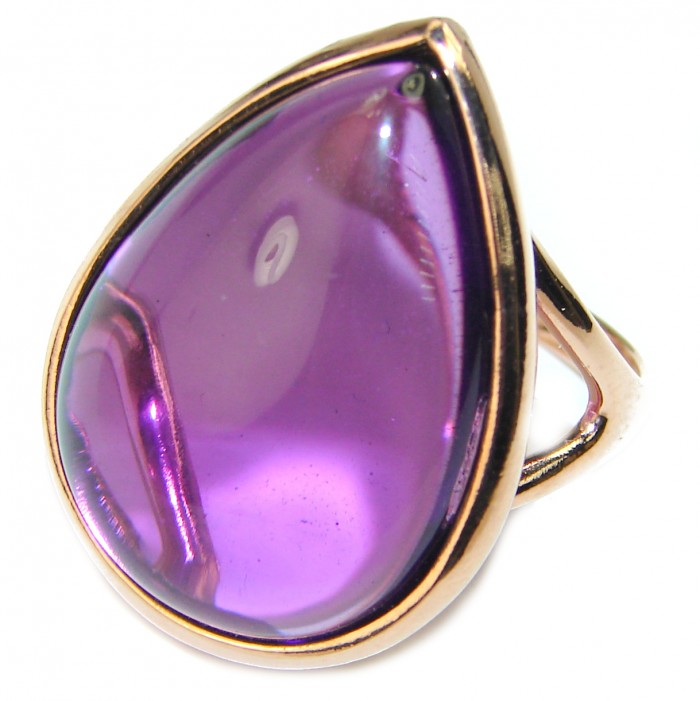 Spectacular Amethyst 14K Gold over .925 Sterling Silver Handcrafted Large Ring size 7 - photo 2