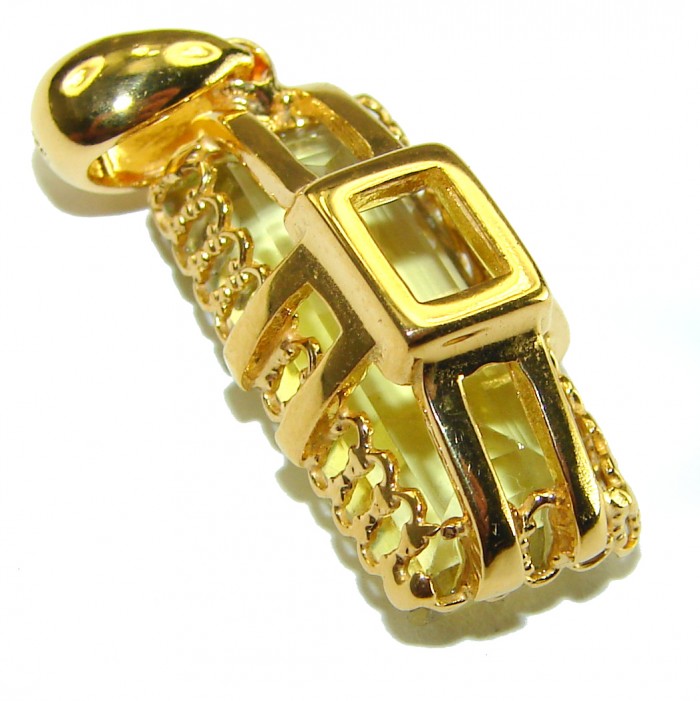 Authentic Golden Lemon Quartz 18K Gold over .925 Sterling Silver handmade Pendant - photo 1