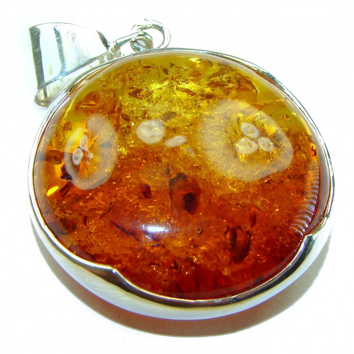 Vintage Beauty authentic Baltic Amber .925 Sterling Silver handcrafted pendant - photo 1