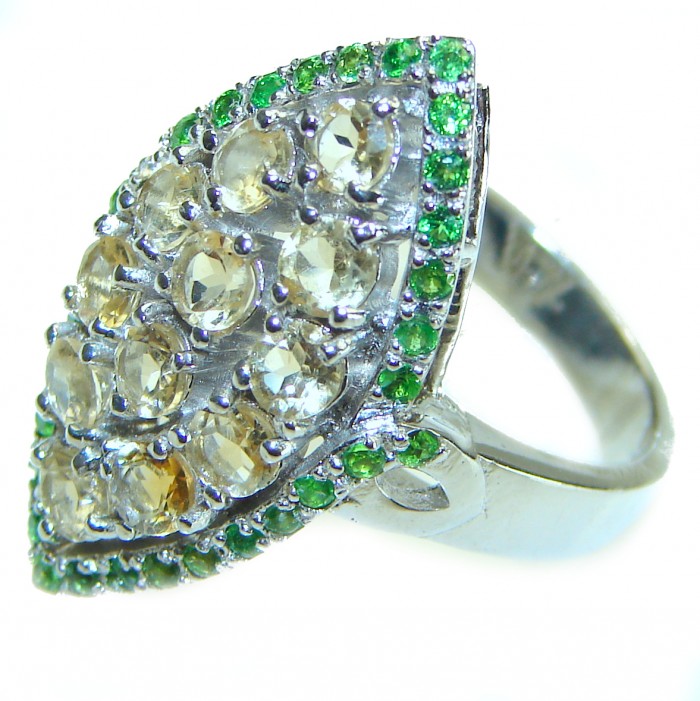 Luxurious Style Natural Citrine .925 Sterling Silver handmade Statement Ring s. 8 - photo 1
