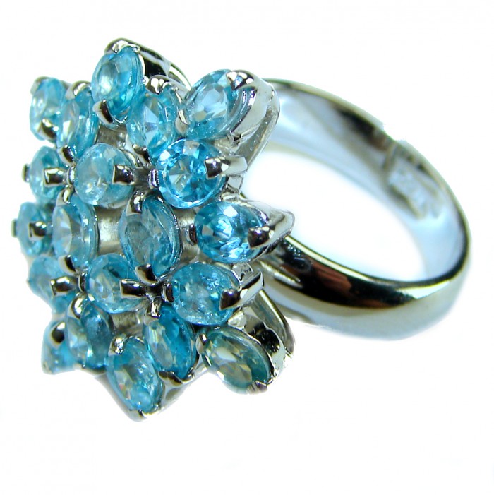 Atlantica 10.5 carat Swiss Blue Topaz .925 Sterling Silver Handcrafted Ring size 7 1/4 - photo 2