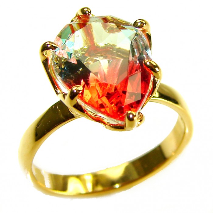 6.9 carat pear cut Brazilian Tourmaline 14K Gold over .925 Sterling Silver Perfectly handcrafted Ring s. 7 - Close-up of 6.9 carat Tourmaline ring in 14K Gold over .925 silver.