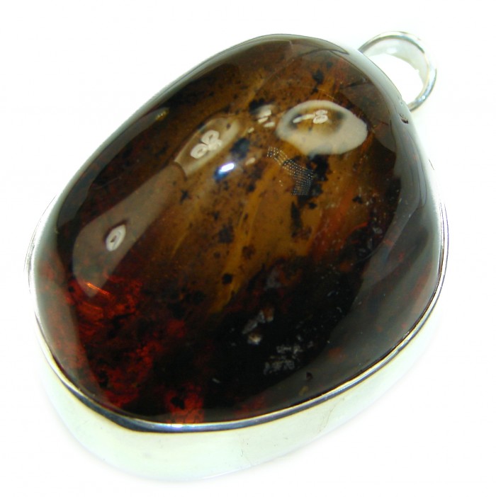 MASSIVE Baltic Amber .925 Sterling Silver handmade Pendant - photo 1
