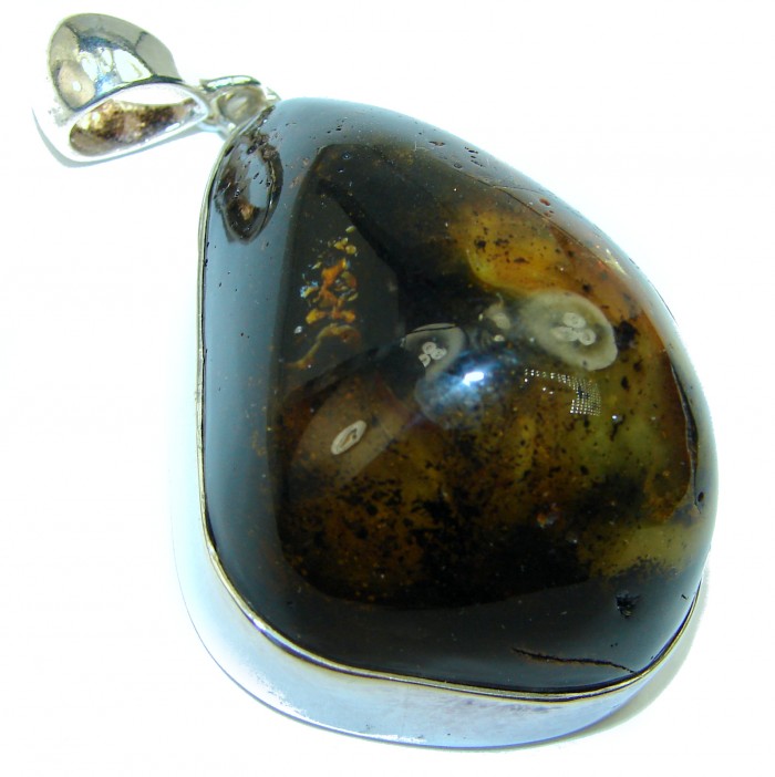 Large Authentic Baltic Amber .925 Sterling Silver handmade Pendant - photo 2
