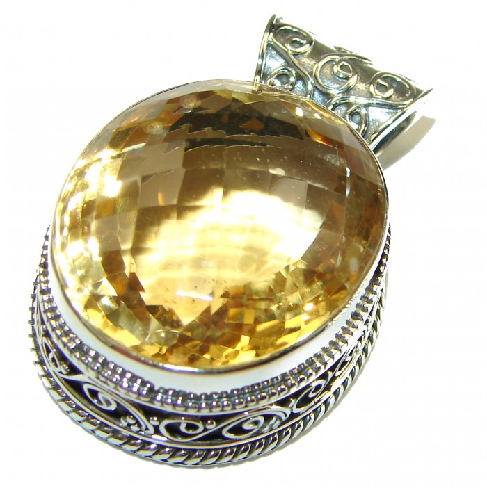 Cosmic Blast Oval cut flawless Lemon Quartz .925 Sterling Silver handcrafted pendant - photo 1