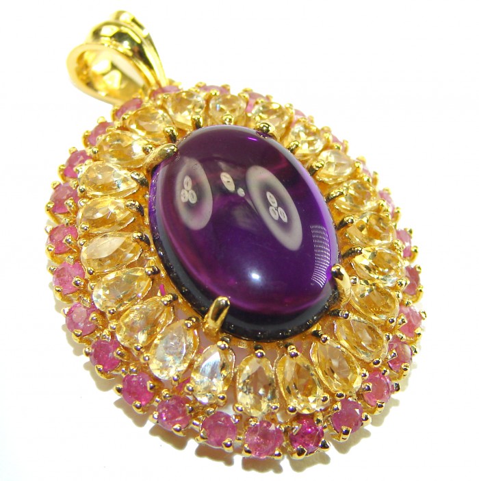 Vintage Design Amethyst 14K Gold over .925 Sterling Silver handcrafted Pendant - photo 2