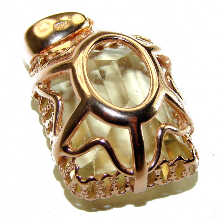 11.3 carat Lemon Quartz 14K Gold over .925 Sterling Silver handcrafted pendant - photo 1