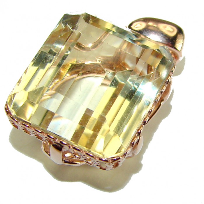 17.3 carat Lemon Quartz 14K Gold over .925 Sterling Silver handcrafted pendant - photo 2