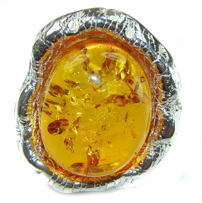 Special Product! Golden Drop authentic Baltic Amber .925 Sterling Silver handmade ring size 7 - photo 2