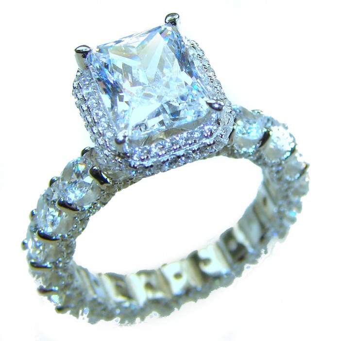 Pure Celestial Energy Natural 10.4 carat White Topaz .925 Sterling Silver handmade Statement Ring size 7 - Close-up of Pure Celestial Energy 10.4 carat white topaz ring.