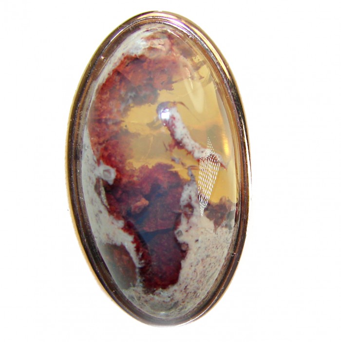 Bonfire Night best quality 45.5 carat Mexican Opal 18K Gold over .925 Sterling Silver handmade ring 6 - photo 3