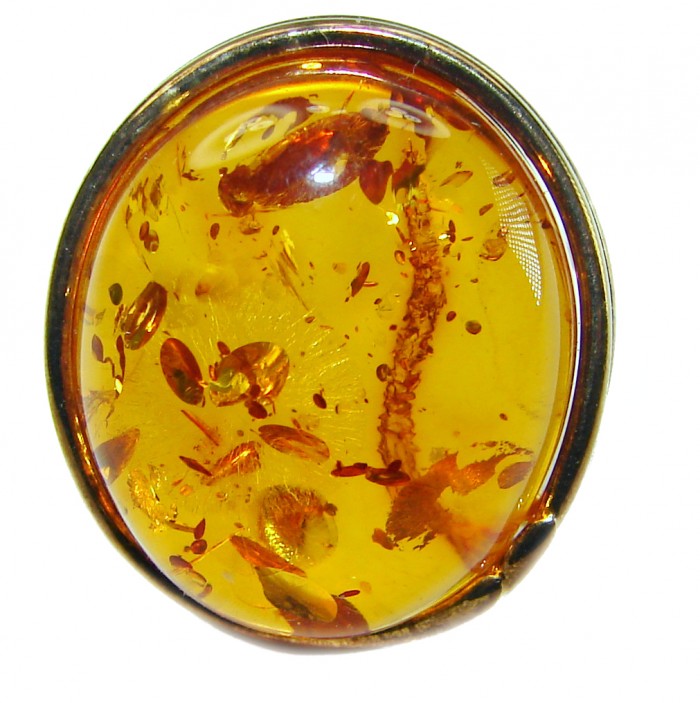Baltic Amber 14K Gold over .925 Sterling Silver handcrafted ring; s. 7 adjustable - photo 2