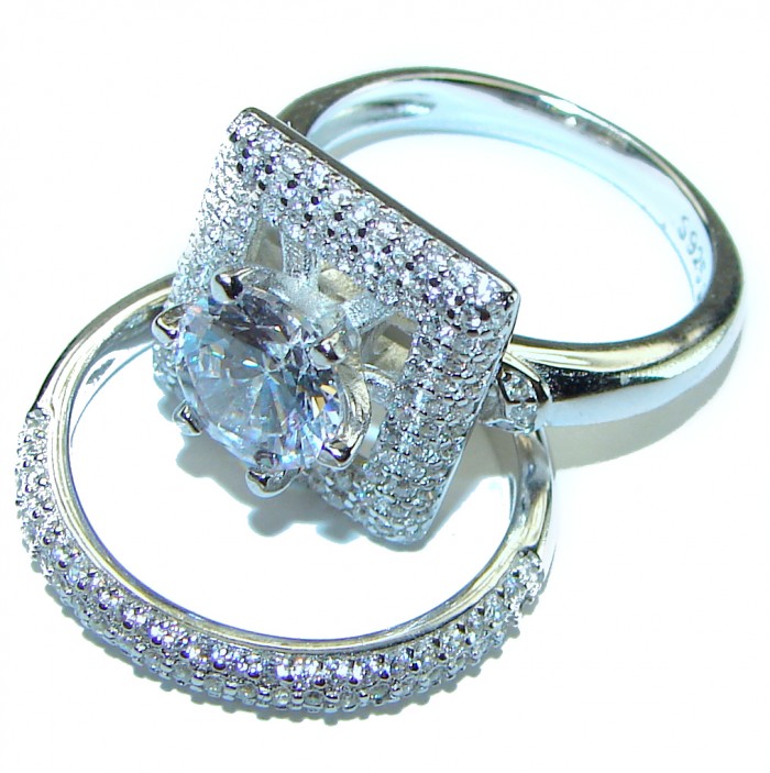 Spectacular 4.5 carat White Topaz .925 Sterling Silver stack up ring size 7 - photo 3