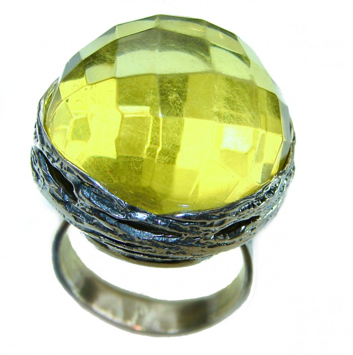 Modern Concept Golden Sphere - Natural 26.5 carat faceted Baltic Amber .925 Sterling Silver ring s. 7 adjustable - photo 3