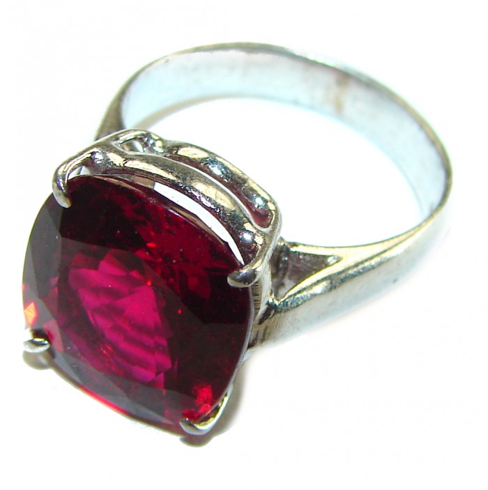 Red Passion 12.5 carat Red Topaz .925 Silver handcrafted Cocktail Ring s. 7 - photo 1
