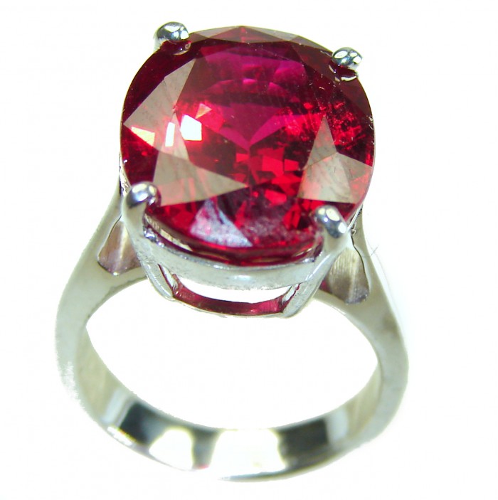 Red Passion 12.5 carat Red Topaz .925 Silver handcrafted Cocktail Ring s. 5 1/4 - photo 2