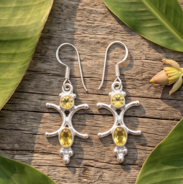 Victoria Authentic 3.5 carat Brazilian Citrine Silver handcrafted Statement earrings - photo 2