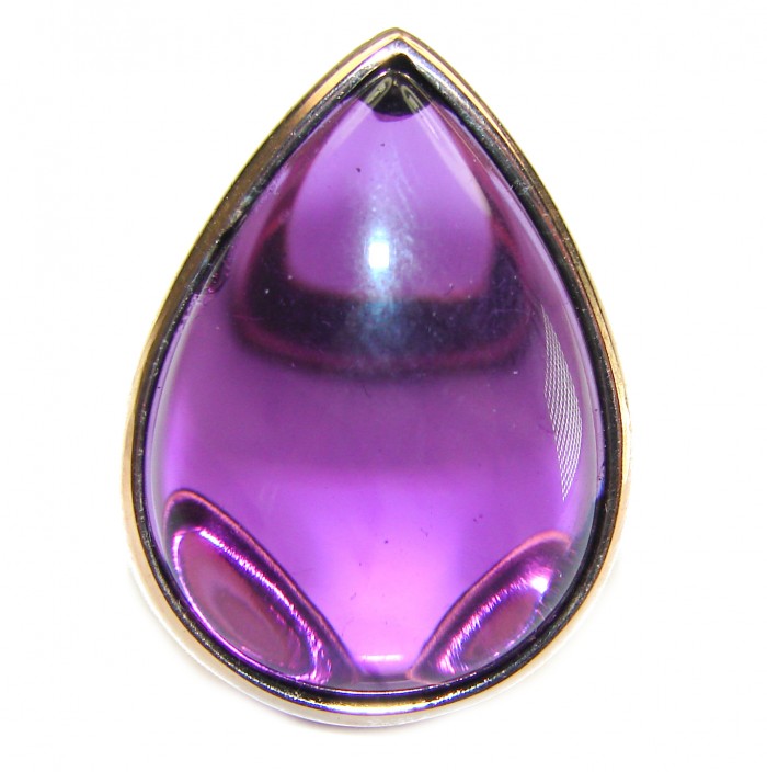 Spectacular Amethyst 14K Gold over .925 Sterling Silver Handcrafted Large Ring size 7 - photo 1