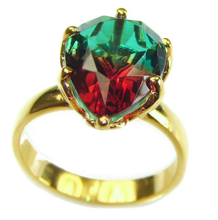 Brazilian Tourmaline 18K Gold over .925 Sterling Silver Perfectly handcrafted Ring s. 8 - photo 2