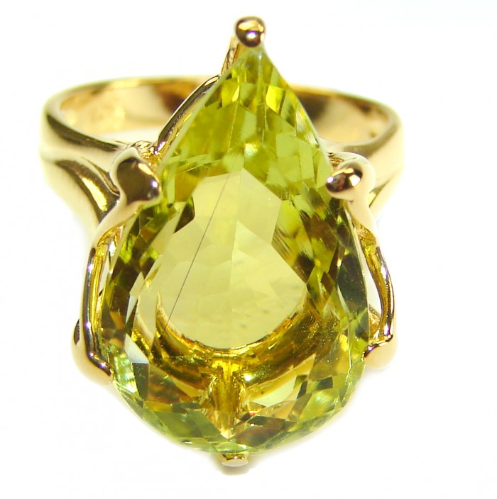 Authentic Citrine 14k Gold over .925 Sterling Silver handmade Cocktail Ring s. 6 - photo 2