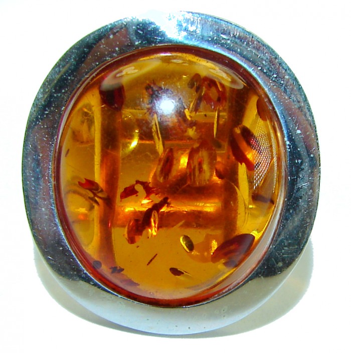 Beauty of the Sea natural Baltic Amber .925 Sterling Silver handcrafted ring; s. 7 adjustable - photo 2