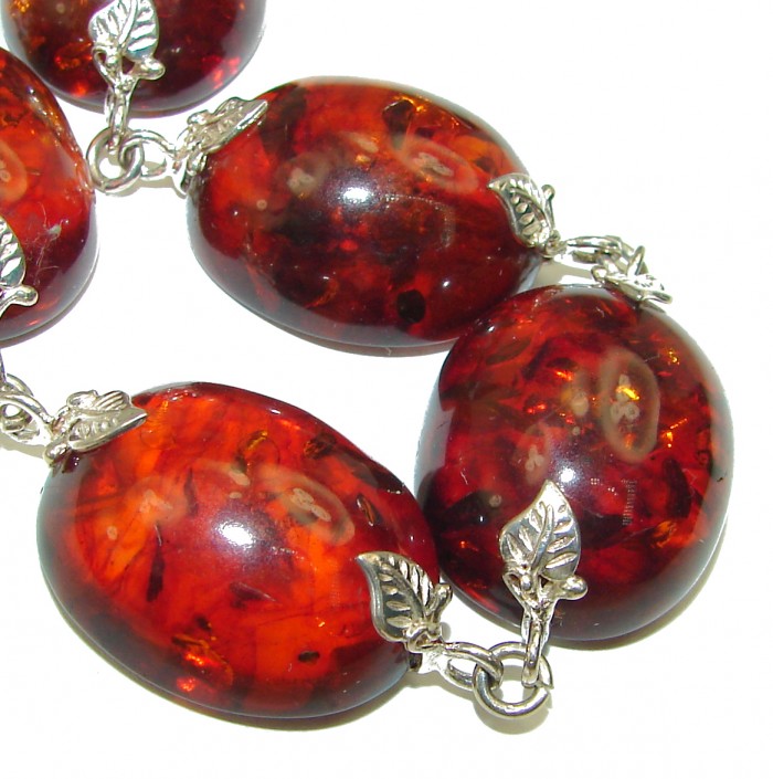 HUGE Beautiful Amber .925 Sterling Silver handcrafted Bracelet - photo 2