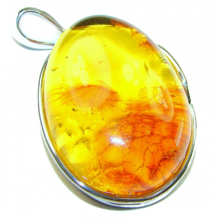 The best quality authentic Golden Baltic Amber .925 Sterling Silver handcrafted pendant - photo 3