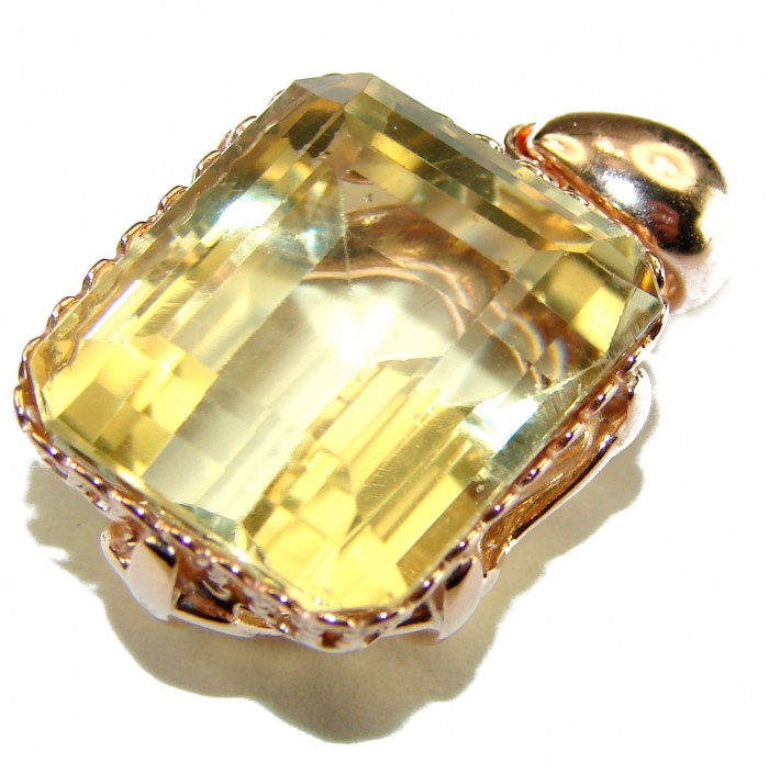 15.3 carat Oval cut flawless Lemon Quartz .925 Sterling Silver handcrafted pendant - photo 3
