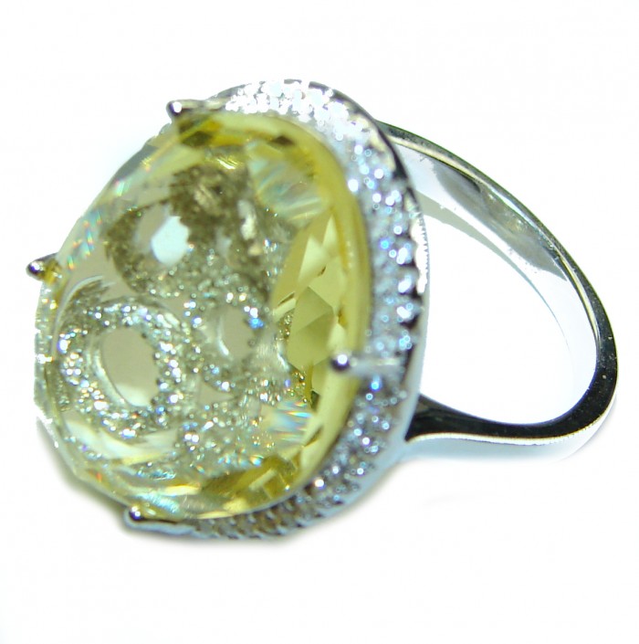 Splendid 14.5 carat Citrine .925 Sterling Silver Handcrafted Ring size 7 1/4 - photo 1