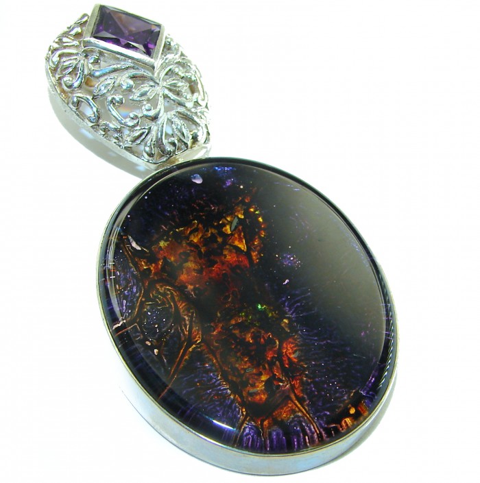 Maroccan Night Dichroic Glass .925 Sterling Silver handcrafted pendant - photo 3