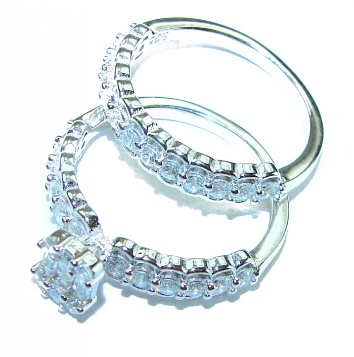 Dazzling - Exclusive 8.6 carat White Topaz .925 Sterling Silver handcrafted stack ring size 7 - photo 2