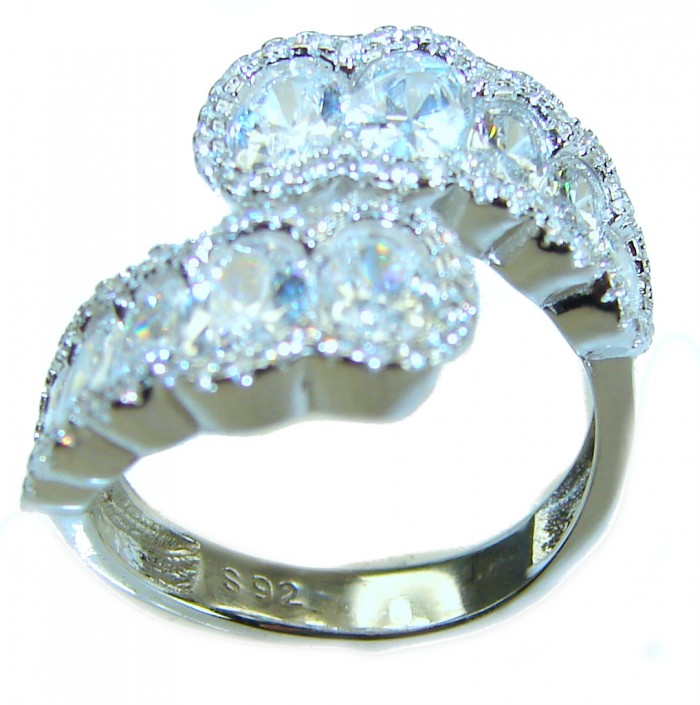 7.8 carat White Topaz .925 Sterling Silver brilliantly handcrafted stack ring s. 8 - Side view of 7.8 carat white topaz on .925 sterling silver ring